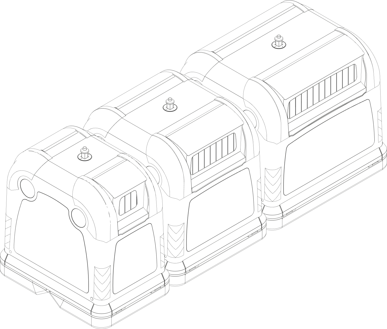 Technical drawing of the New City Standard containers in three sizes