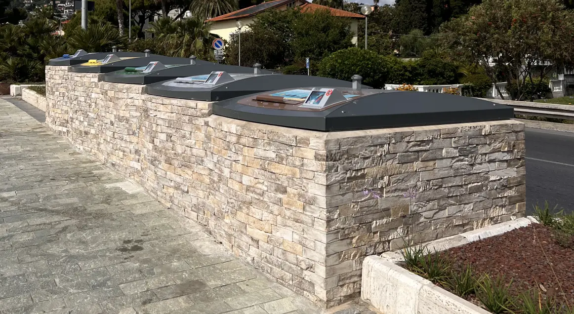 Semi Underground containers with stone cladding (sample photo)