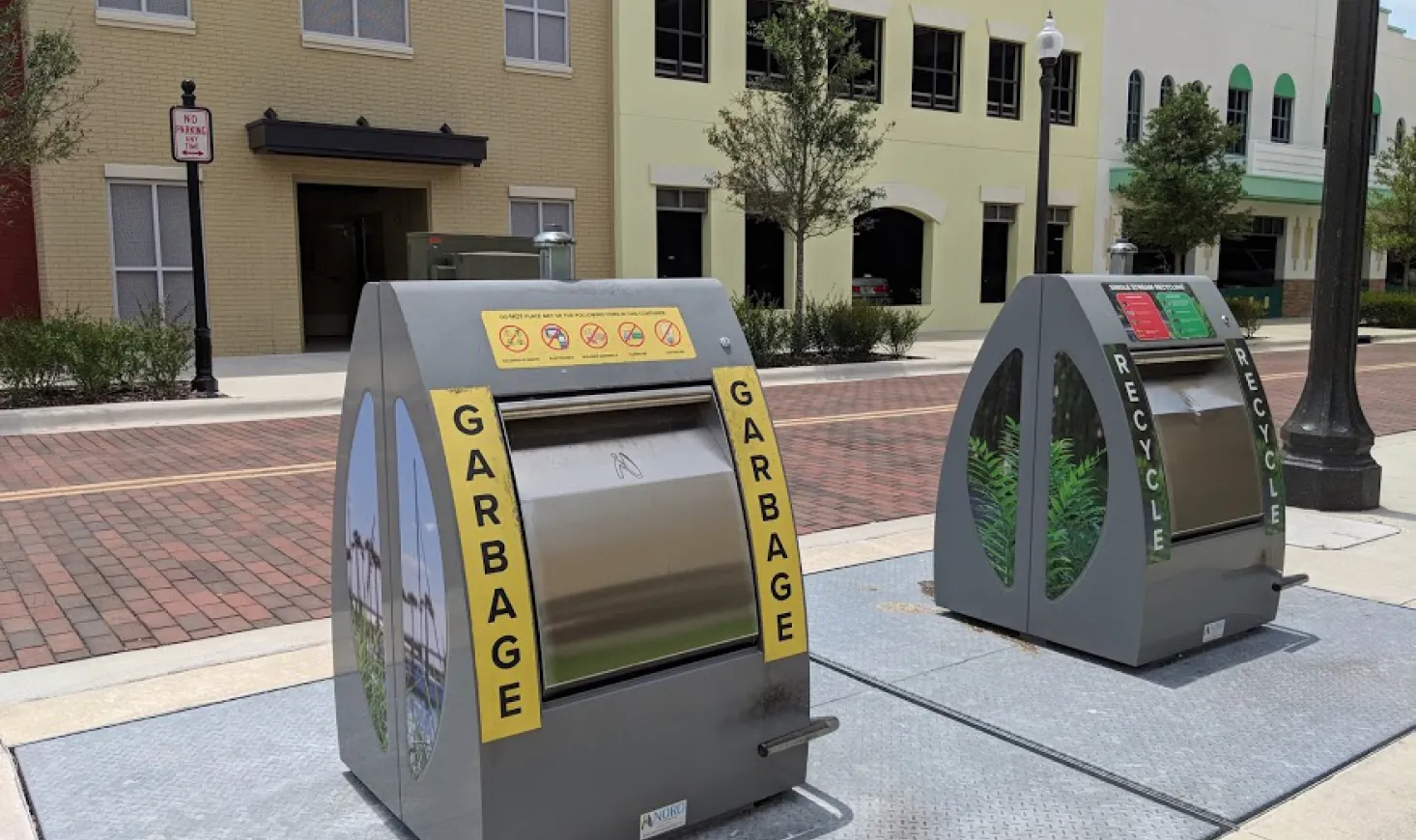 Underground containers in a historic square