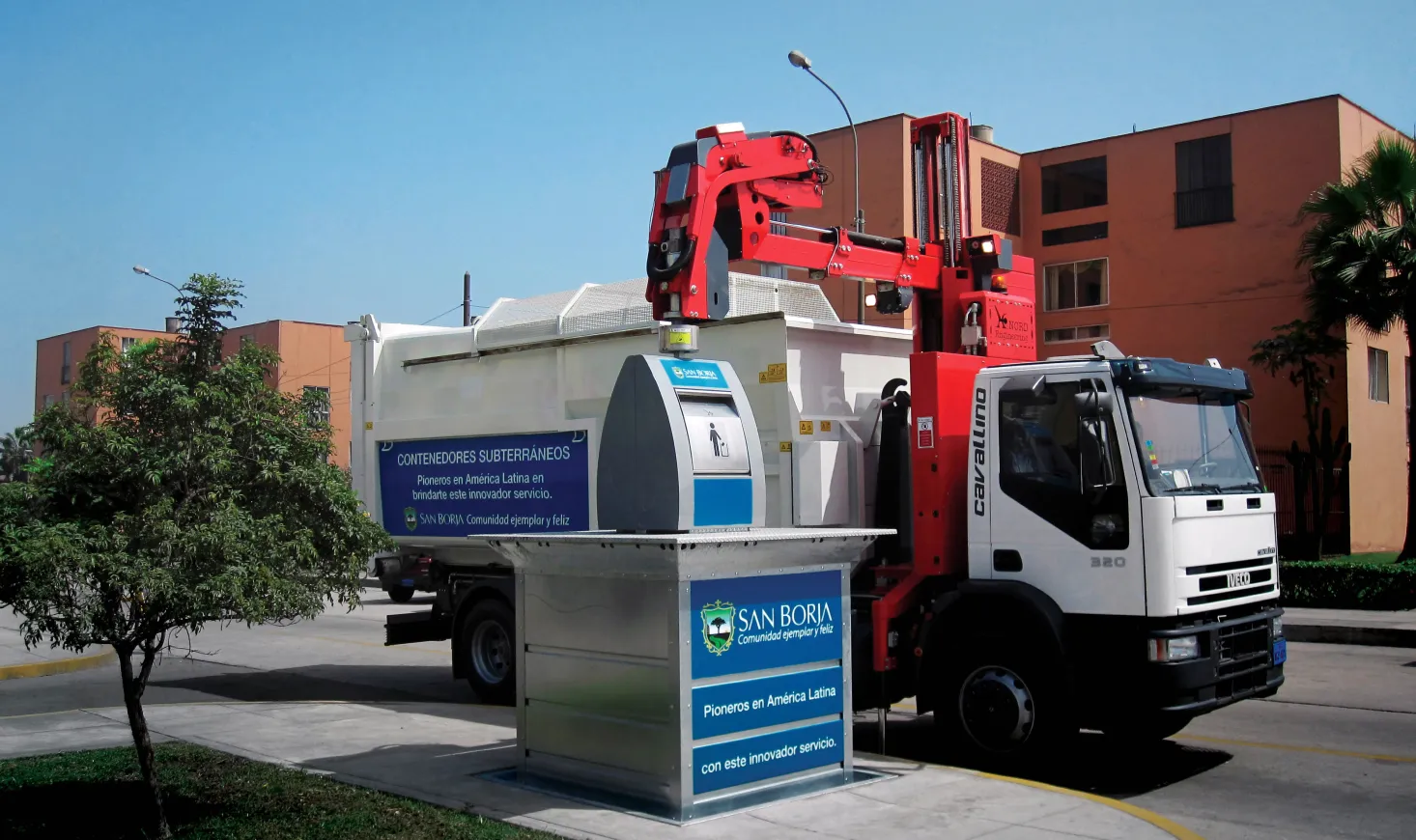 Collection point with containers in a city park