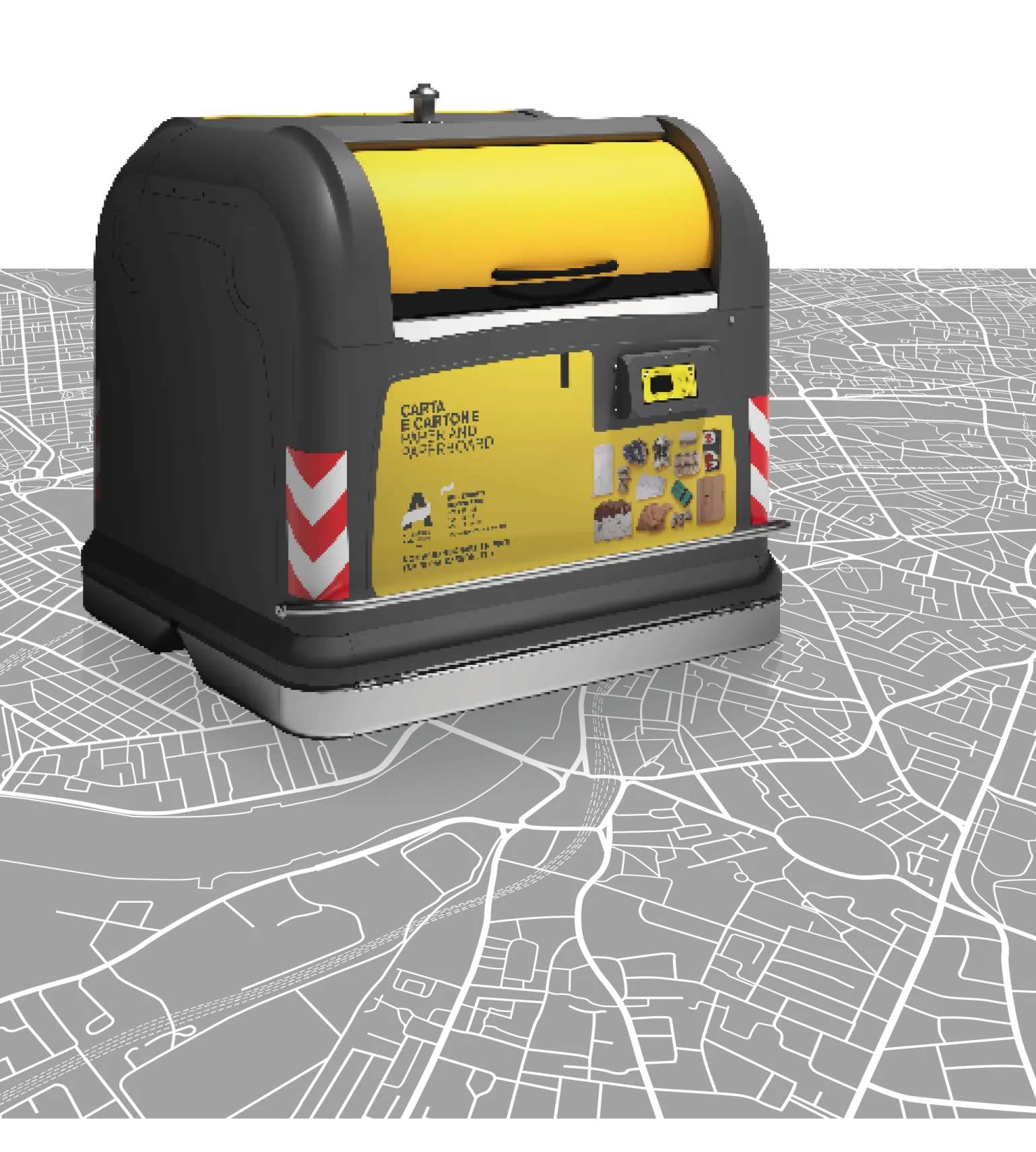 Genius 5.0 smart container over a city map